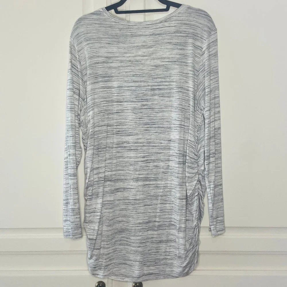 Motherhood Maternity Plus Size Long Sleeve Side Ruched Grey Spacedye Shi…